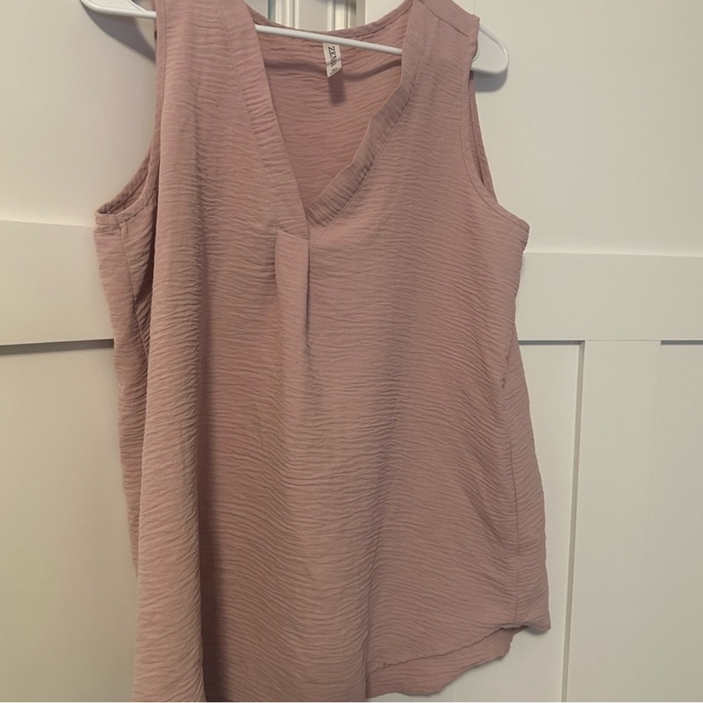 Zena Dusty Pink Textured Tank Top